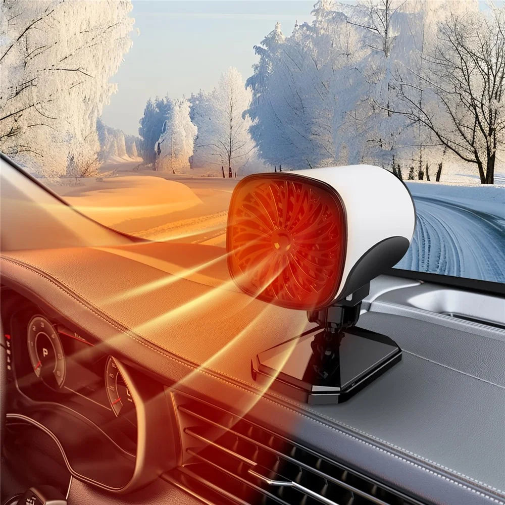 Car Heater 150W Fast Heater Fan Windshield Defroster Demister 2 in 1 Heating Cooling Fan for SUV Trucks - White  /  12V - 7