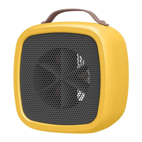 Portable 500W Electric Space Heater Mini Desktop Heater with Handle for Home Office, EU Plug - Yellow - 1