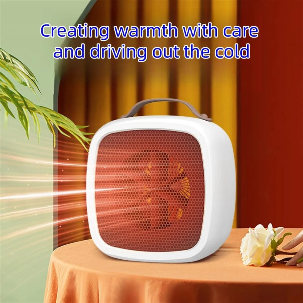 Portable 500W Electric Space Heater Mini Desktop Heater with Handle for Home Office, EU Plug - Yellow - 7