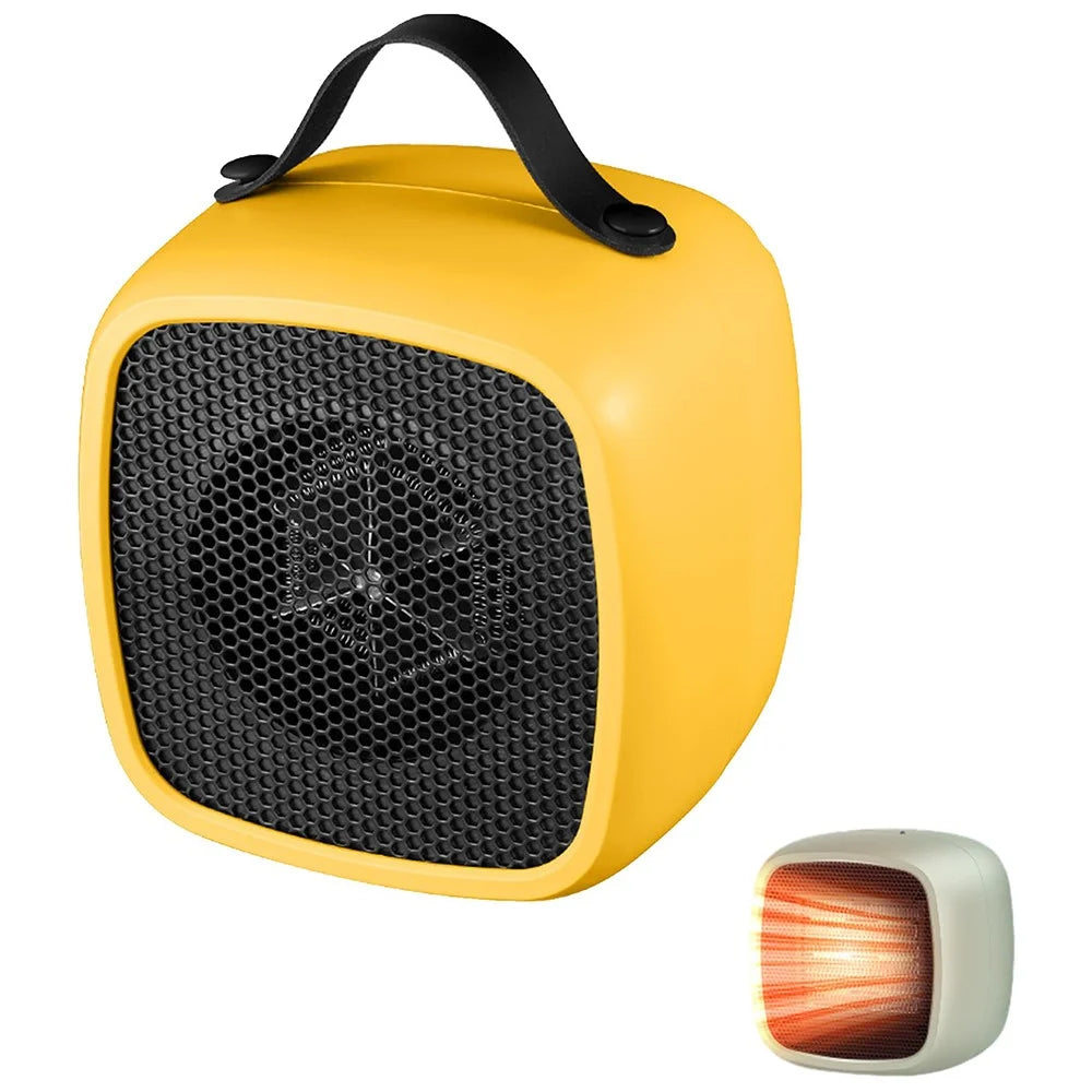 Mini Desktop Heater 2 Gears Adjustable Portable 500W Electric Space Heater for Home Office, EU Plug - Yellow - 1