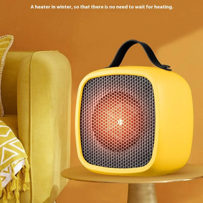 Mini Desktop Heater 2 Gears Adjustable Portable 500W Electric Space Heater for Home Office, EU Plug - Yellow - 2