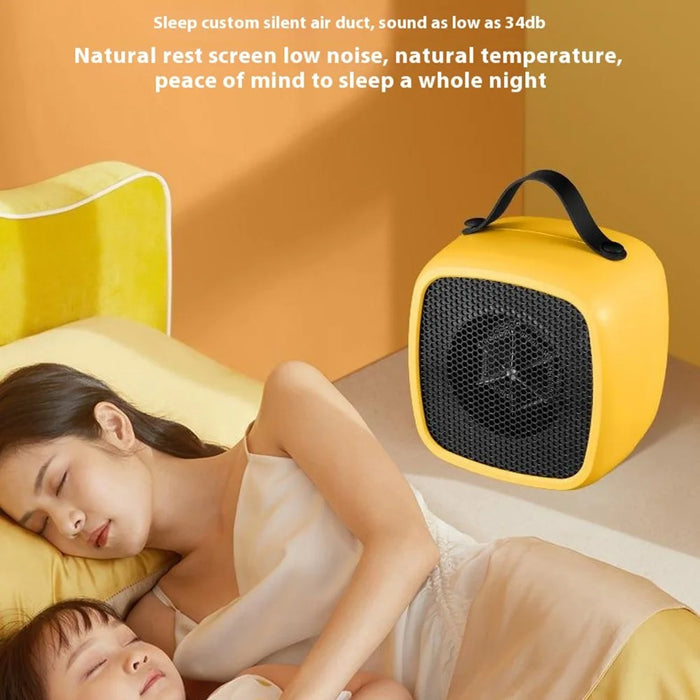 Mini Desktop Heater 2 Gears Adjustable Portable 500W Electric Space Heater for Home Office, EU Plug - Yellow - 4