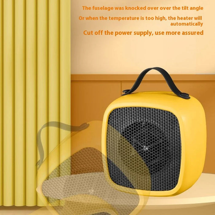 Mini Desktop Heater 2 Gears Adjustable Portable 500W Electric Space Heater for Home Office, EU Plug - Yellow - 7