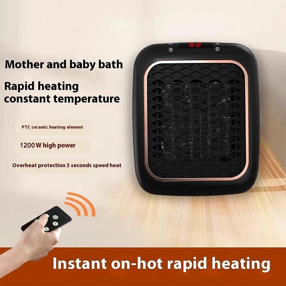 1200W PTC Fast Heating Mini Wall Mounted Space Heater with Remote Control ( EU Plug )  - Black - 2