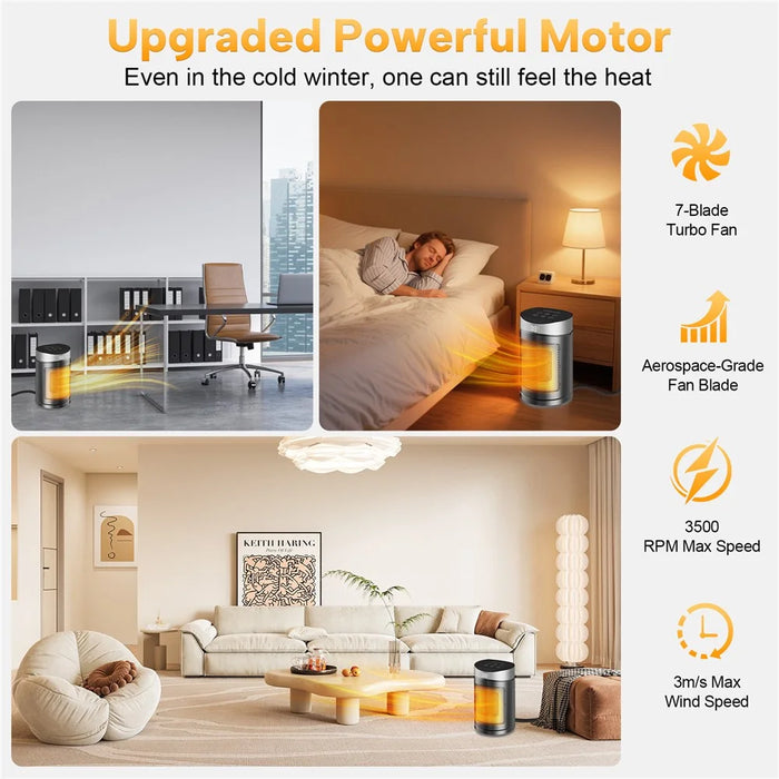 220V Touch Screen Remote Control Heater Desktop Electric Heater Portable Space Heater Fan for Home  /  Office, EU Plug - Silver - 2