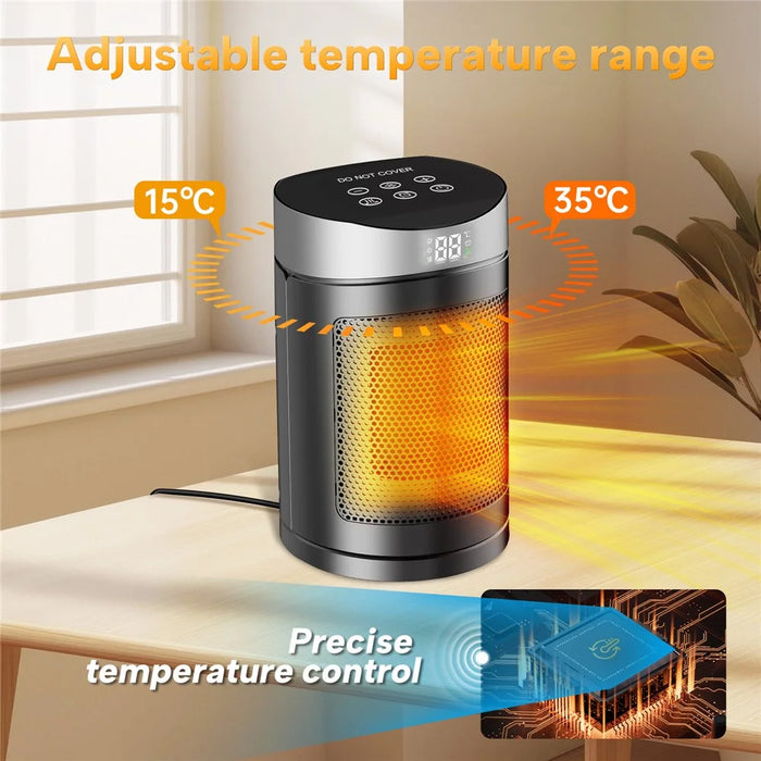 220V Touch Screen Remote Control Heater Desktop Electric Heater Portable Space Heater Fan for Home  /  Office, EU Plug - Silver - 6