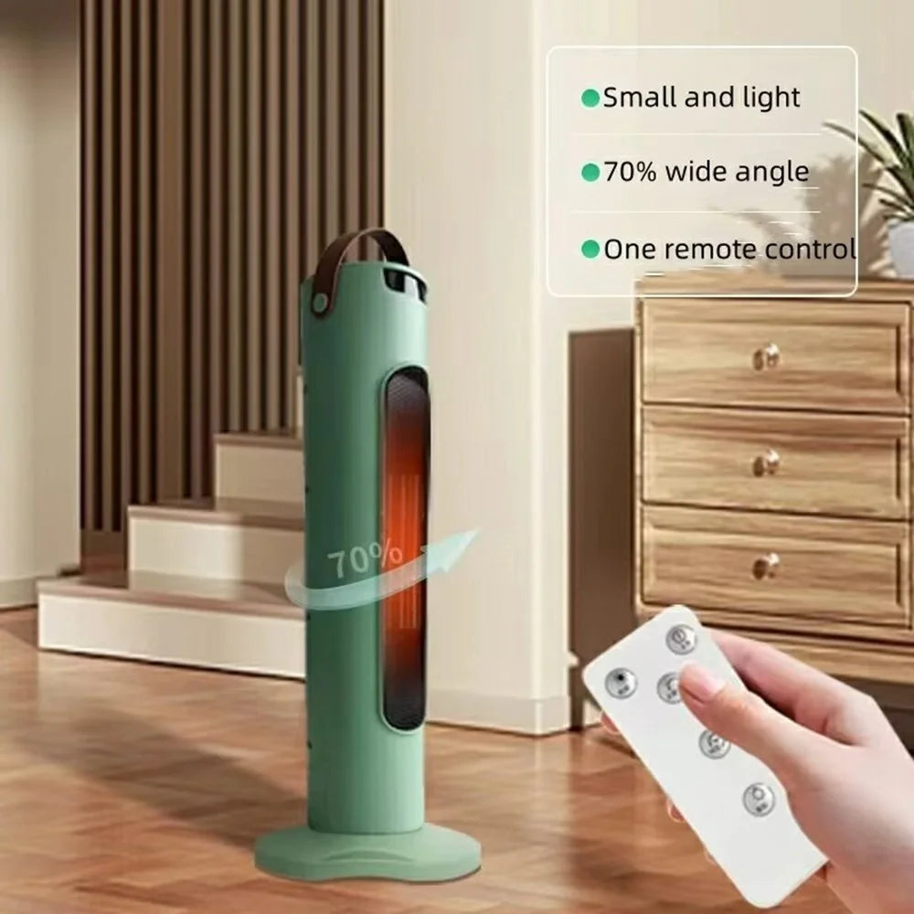 220V Vertical Heating Tower Fan Heater with Remote Control Quiet Electric Space Heater for Home / Bathroom, EU Plug - Green - 2