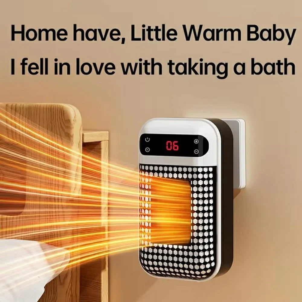 Wall Mounted Fan Heater Mini Energy Saving Portable Electric Heater PTC Ceramic for Bedroom / Living Room, EU Plug - White - 7