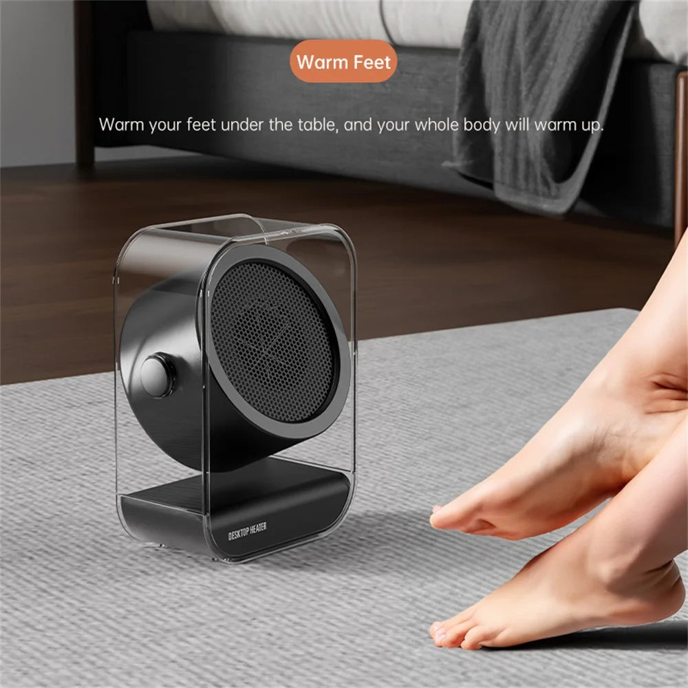 Portable Desktop Space Heater for Home / Office Electric Fan Heater Personal Heating Device, EU Plug - Black - 3