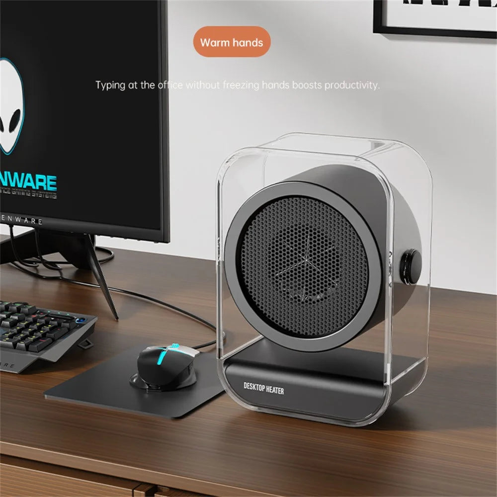 Portable Desktop Space Heater for Home / Office Electric Fan Heater Personal Heating Device, EU Plug - Black - 4