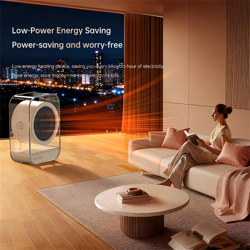 Portable Desktop Space Heater for Home / Office Electric Fan Heater Personal Heating Device, EU Plug - Black - 5