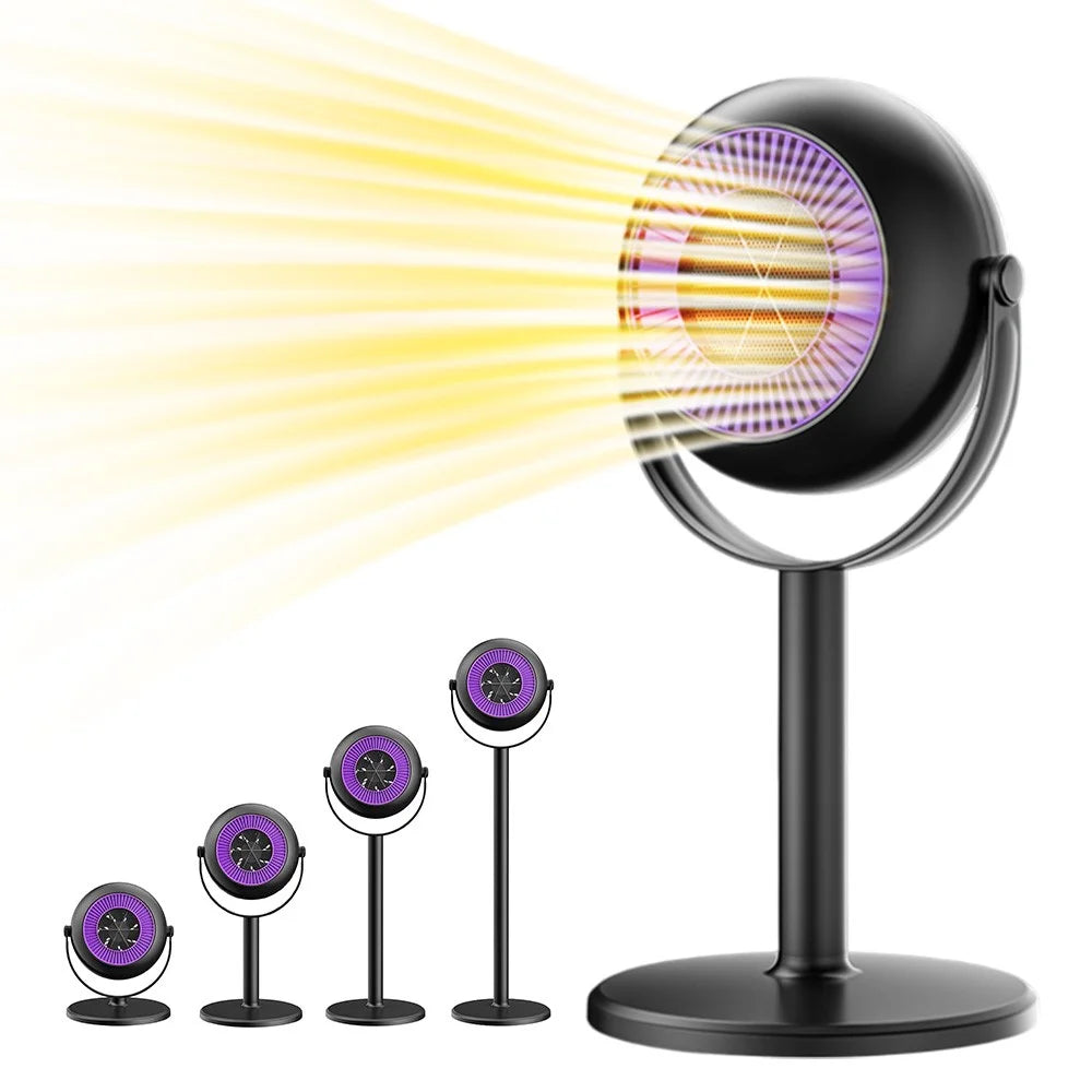 Adjustable Height Space Heater Floor Standing Fan Heater for Home / Bedroom / Office Electric Heater, EU Plug - Purple / Grey - 1