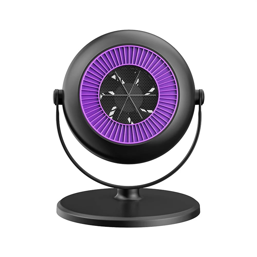 Adjustable Height Space Heater Floor Standing Fan Heater for Home / Bedroom / Office Electric Heater, EU Plug - Purple / Grey - 2
