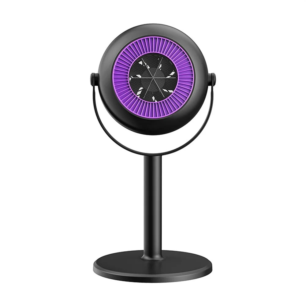 Adjustable Height Space Heater Floor Standing Fan Heater for Home / Bedroom / Office Electric Heater, EU Plug - Purple / Grey - 3