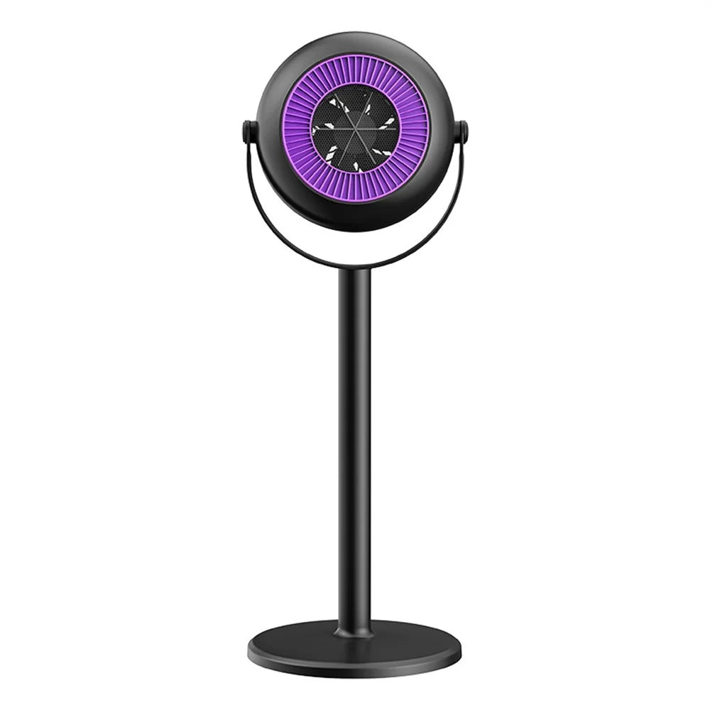 Adjustable Height Space Heater Floor Standing Fan Heater for Home / Bedroom / Office Electric Heater, EU Plug - Purple / Grey - 4