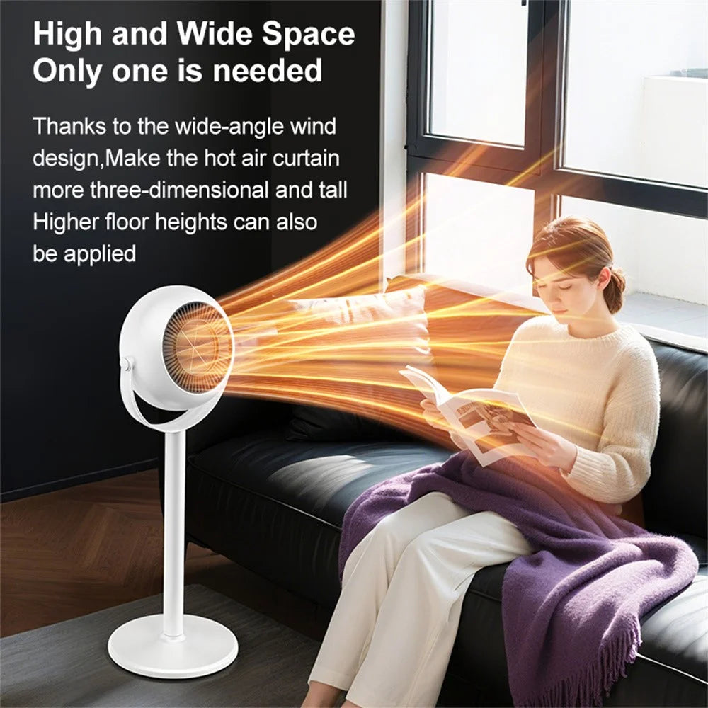 Adjustable Height Space Heater Floor Standing Fan Heater for Home / Bedroom / Office Electric Heater, EU Plug - Purple / Grey - 7