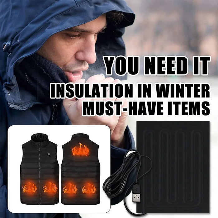 Vest Heating Film Heating Down Jacket Warmer USB Charging Winter Warming Mat (without Power Button) - 2