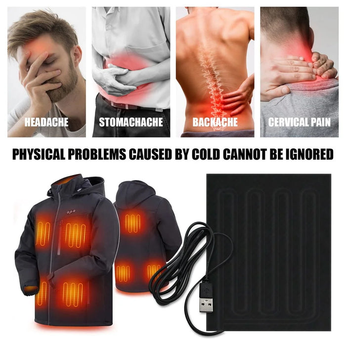 Vest Heating Film Heating Down Jacket Warmer USB Charging Winter Warming Mat (without Power Button) - 4