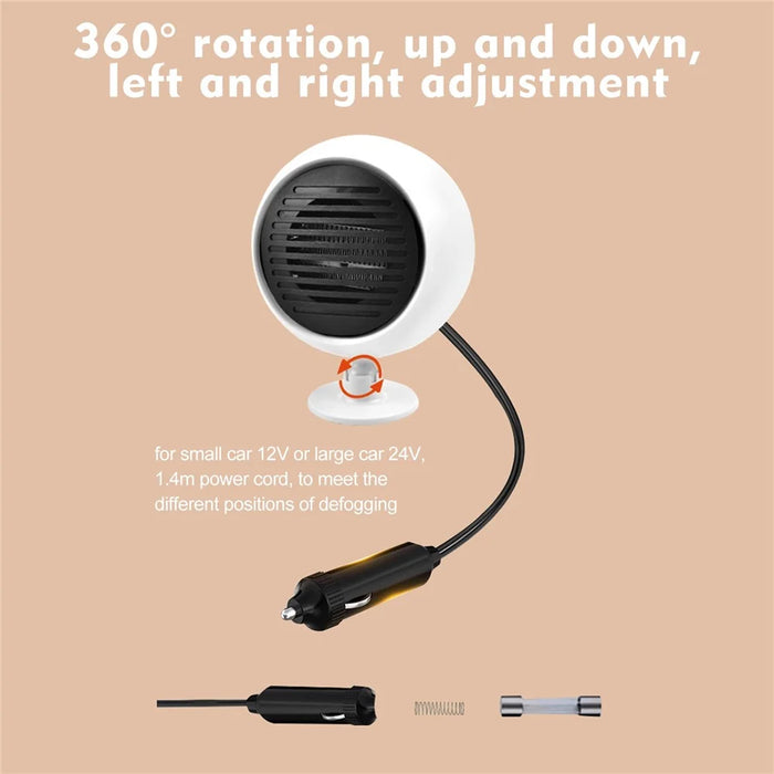 F-138 Creative Planet Design 24V Car Truck Heating Fan Vehicle Windshield Defrosting Defogging Heater - White - 5