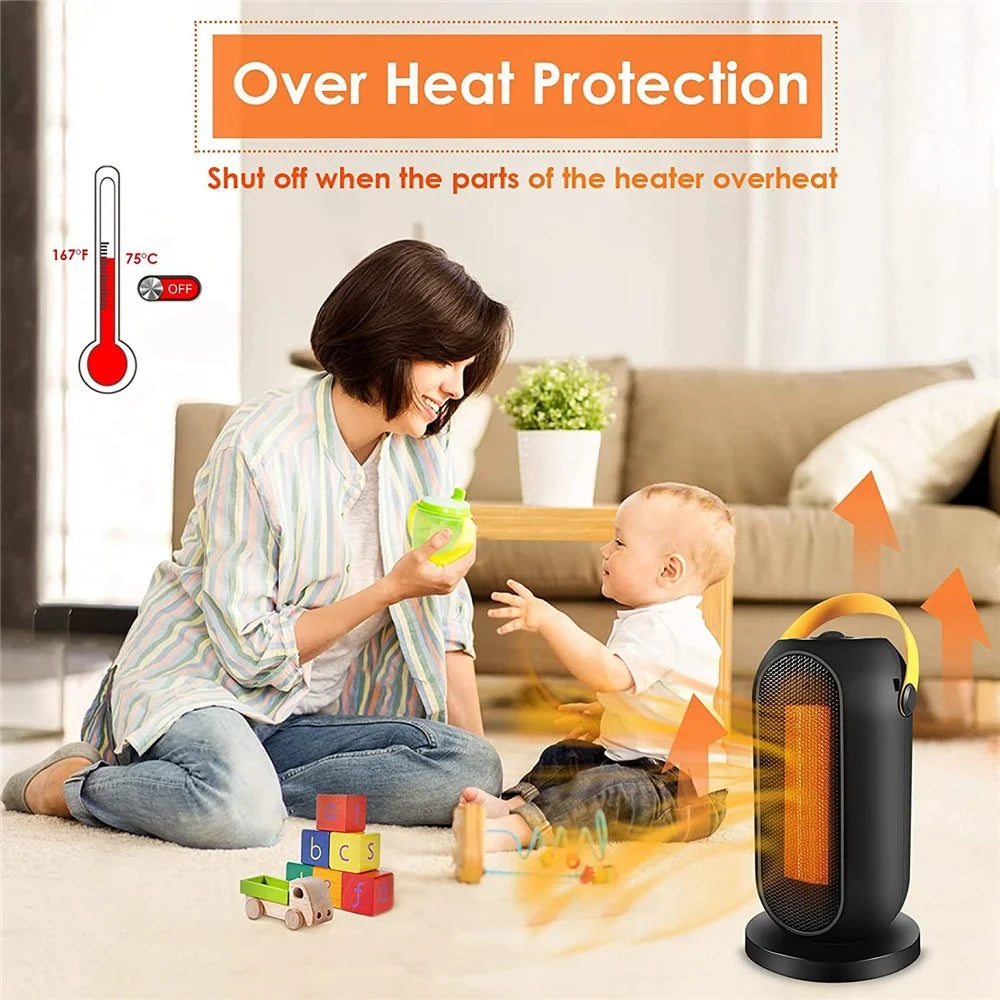 1200W Electric Space Heater 3 Modes Quiet Heating PTC Heater Fast Heating Up Overheating Protection Fan - US Plug - 3