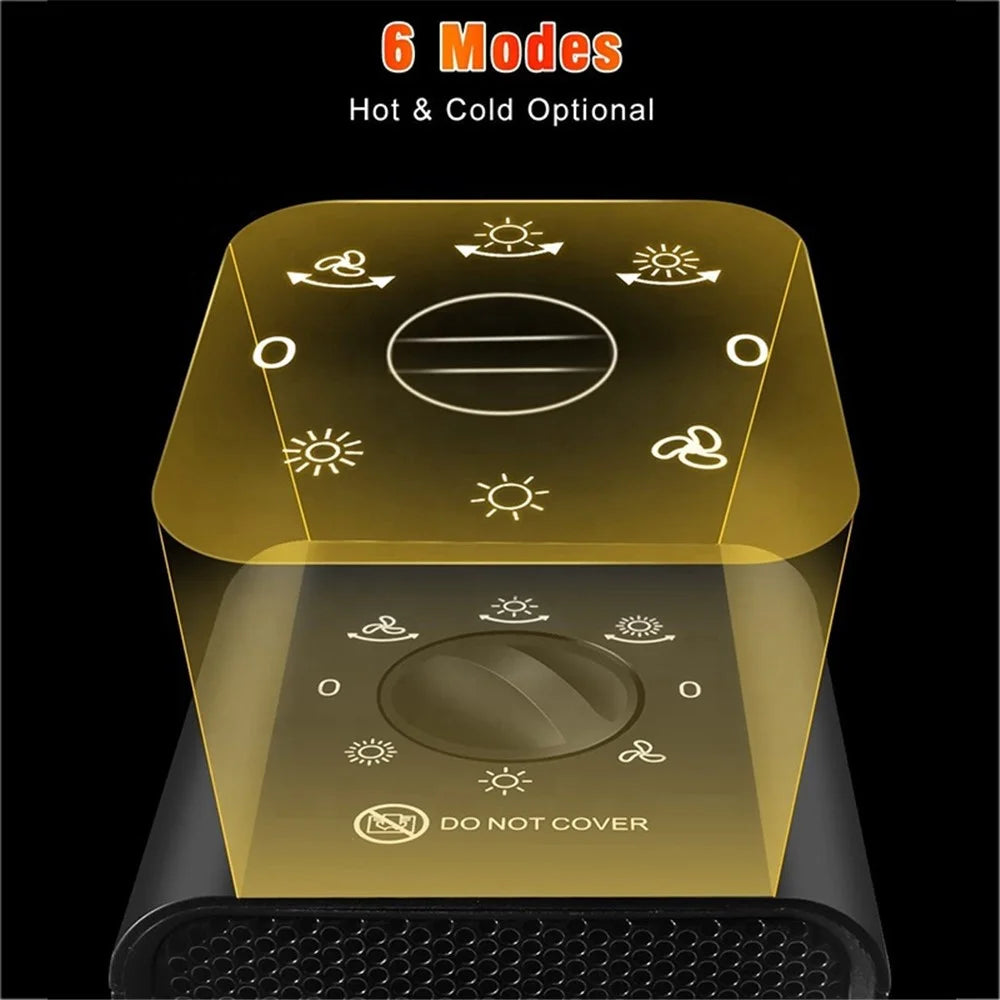 1200W Electric Space Heater 3 Modes Quiet Heating PTC Heater Fast Heating Up Overheating Protection Fan - US Plug - 7