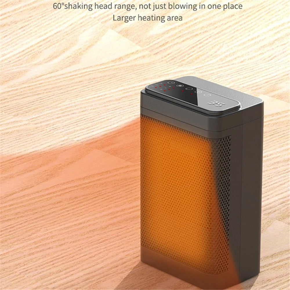 YND-1200D Mini PTC Electric Heater Winter Home Quiet Warm Wind Heating  Fan with Digital Display Touch Panel - EU Plug - 2