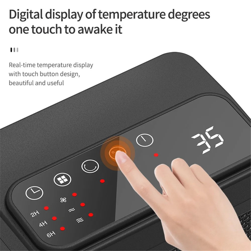 YND-1200D Mini PTC Electric Heater Winter Home Quiet Warm Wind Heating  Fan with Digital Display Touch Panel - EU Plug - 3