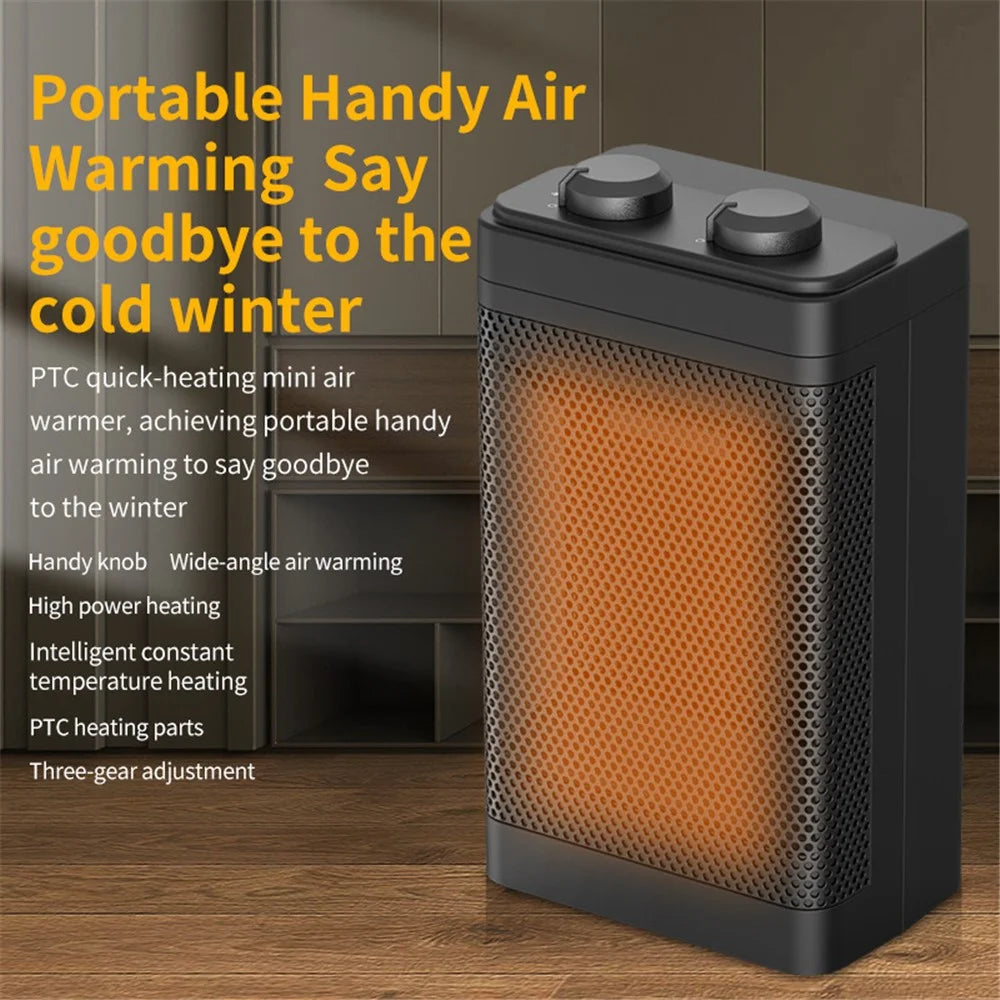 YND-1200D Mini PTC Electric Heater Winter Home Quiet Warm Wind Heating  Fan with Digital Display Touch Panel - EU Plug - 6