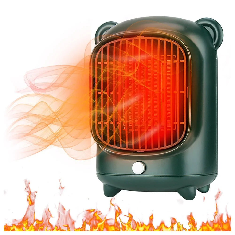 YND-500 Home Mini Desktop PTC Heating Fan Winter Air Warmer Mute Warm Wind Electric Heater - Green / US Plug - 2