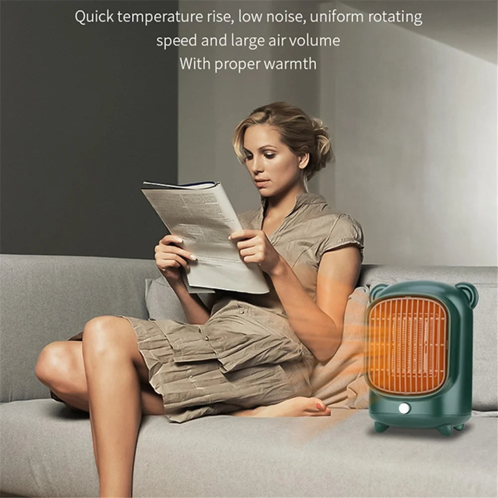YND-500 Home Mini Desktop PTC Heating Fan Winter Air Warmer Mute Warm Wind Electric Heater - Green / US Plug - 5