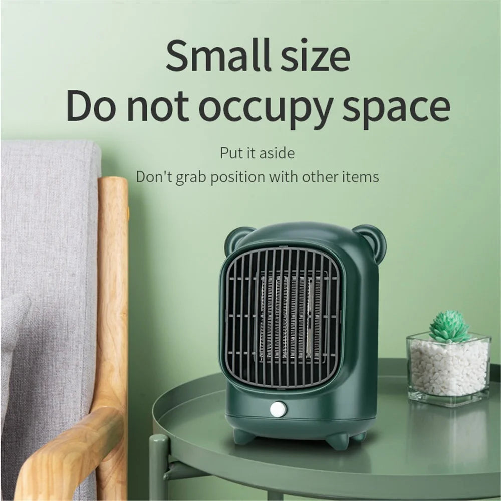 YND-500 Home Mini Desktop PTC Heating Fan Winter Air Warmer Mute Warm Wind Electric Heater - Green / US Plug - 7