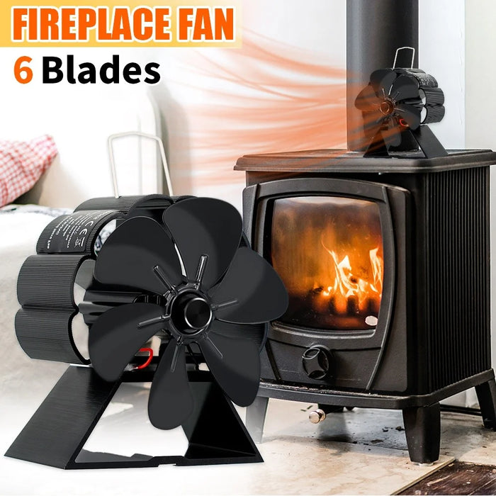 6 Blade Mini Fireplace Heat Powered Stove Fan Log Wood Burner Silent Home Fireplace Fan Efficient Heat Distribution - 2