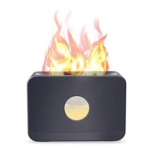 E126 220ml Flame Light Humidifier Air Aroma Humidifier with Remote Control for Home Office SPA Yoga - Black / Red Light - 1