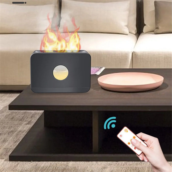 E126 220ml Flame Light Humidifier Air Aroma Humidifier with Remote Control for Home Office SPA Yoga - Black / Red Light - 2