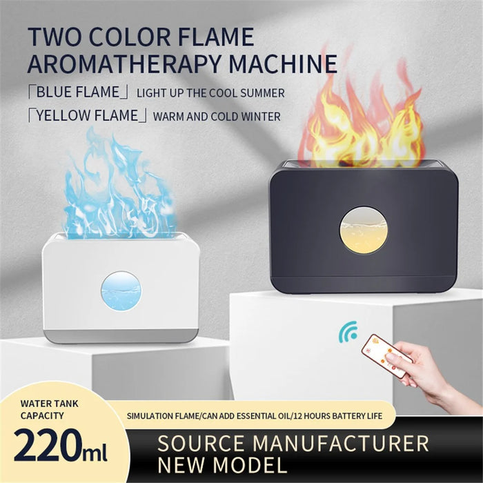 E126 220ml Flame Light Humidifier Air Aroma Humidifier with Remote Control for Home Office SPA Yoga - Black / Red Light - 3