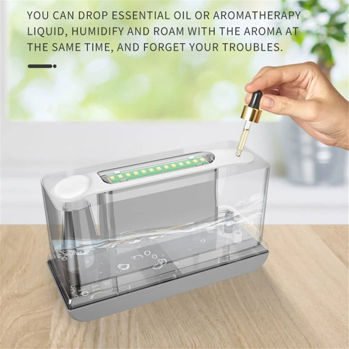 E126 220ml Flame Light Humidifier Air Aroma Humidifier with Remote Control for Home Office SPA Yoga - Black / Red Light - 4