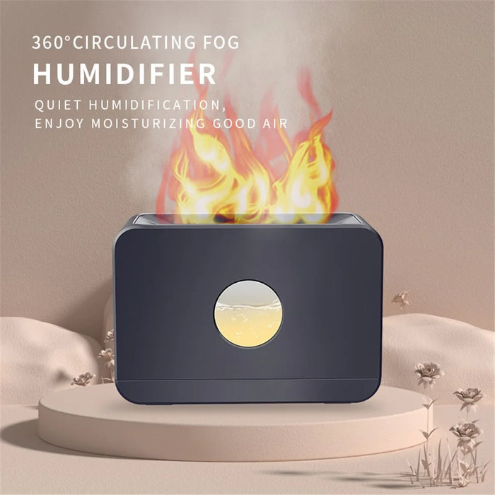 E126 220ml Remote Control Flame Light Humidifier Air Aroma Humidifier for Home Office SPA Yoga (Dual Color Flame) - Black - 2