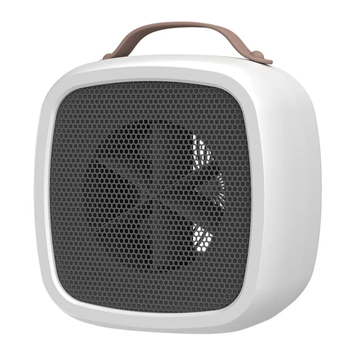 Portable Mini Electric Heater Desktop 500W Retro Warmer Hot Wind Silent Electric Heater with 2 Speed for Home, Office - White / EU Plug - 1