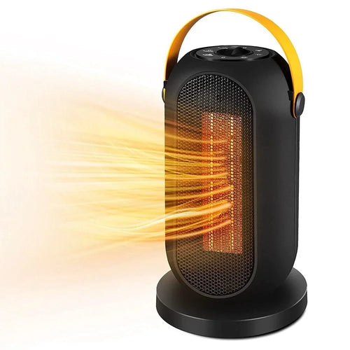 PTC-1500Q1 1200W Household Vertical Electric Heater PTC Ceramic Heater Desktop 90-Degree Rotating Warmer with PU Handle for Home Office - EU Plug - 1