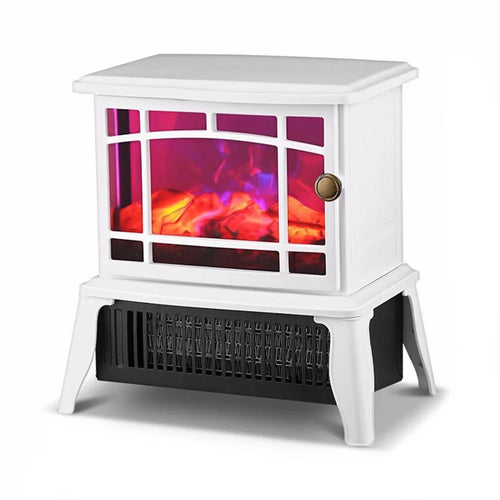 FP200-A Mechanical 1500W Electric Heater Fireplace Style Household Heater 3D Simulation Flame Furnace Heating Warmer for Winter Living Room Bedroom (EU Plug) - White - 1