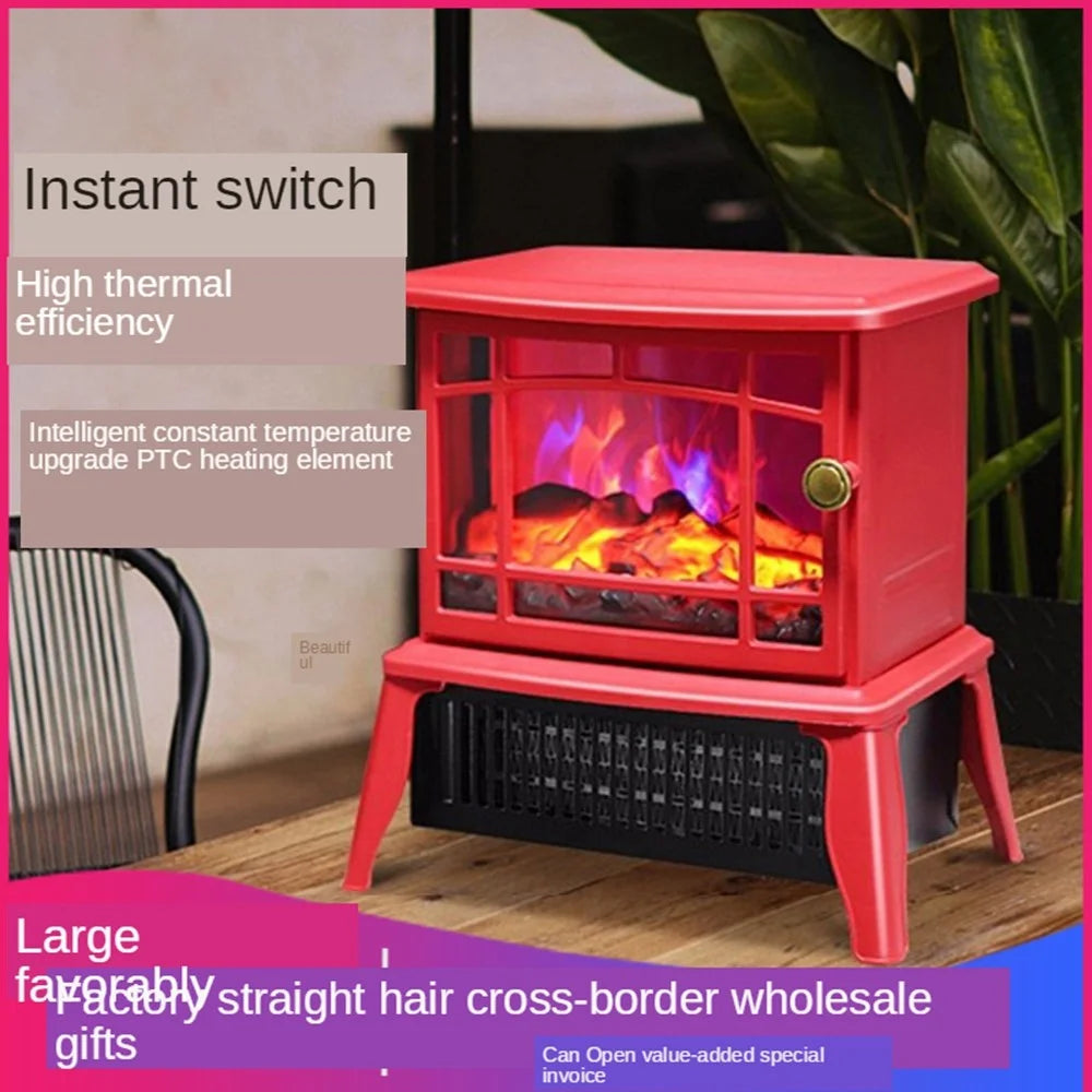 FP200-A Mechanical 1500W Electric Heater Fireplace Style Household Heater 3D Simulation Flame Furnace Heating Warmer for Winter Living Room Bedroom (EU Plug) - White - 5