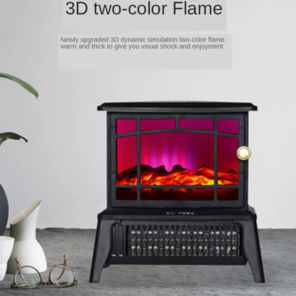 FP200-A Mechanical 1500W Electric Heater Fireplace Style Household Heater 3D Simulation Flame Furnace Heating Warmer for Winter Living Room Bedroom (EU Plug) - White - 6