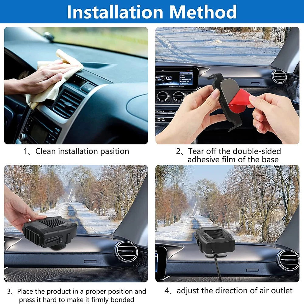 R803 12V Car Dashboard Heating Fan Car Windshield Defrosting Defogging Heater Vehicle Interior Heating Device - Black - 7