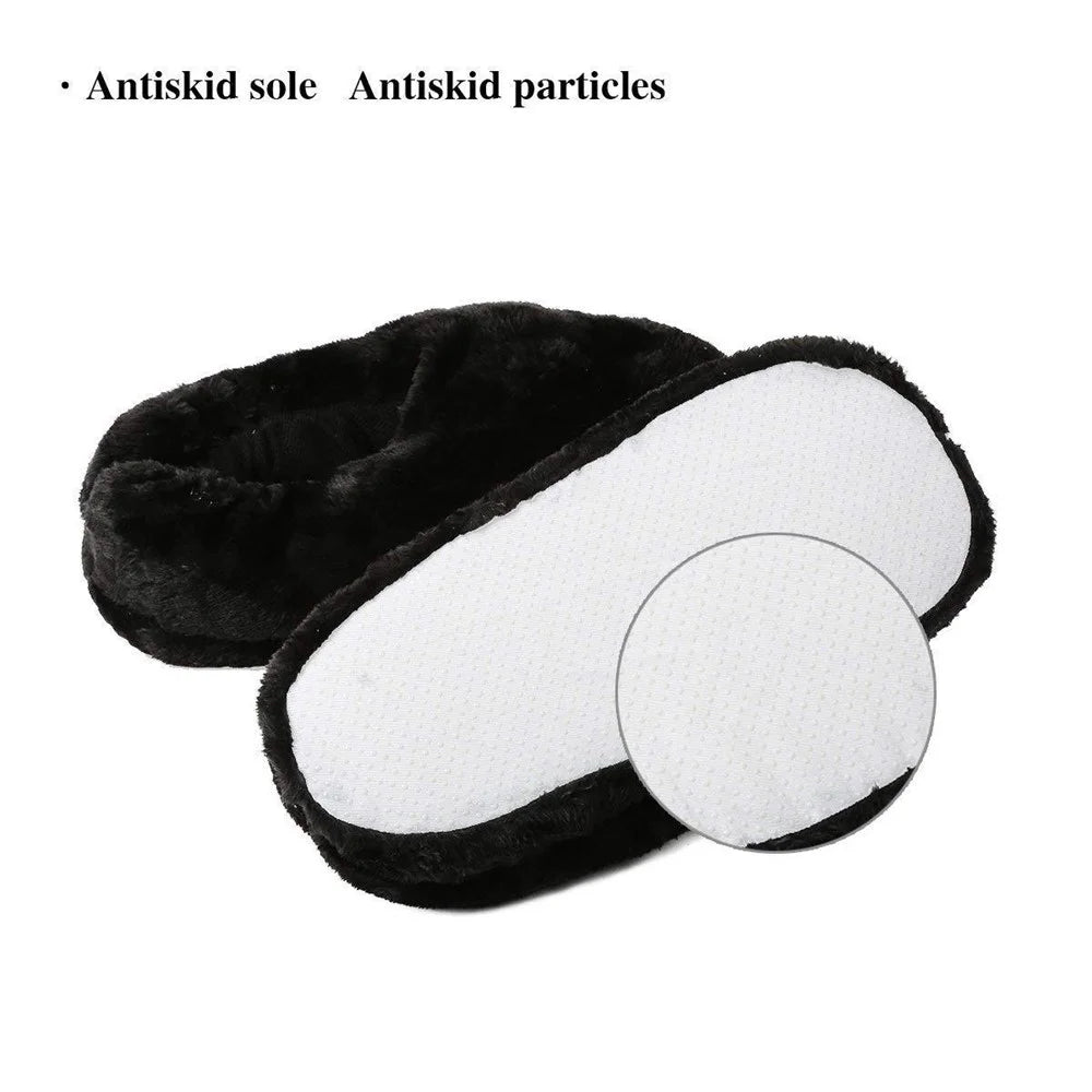 Size 36-46 USB Electric Heated Slippers Winter Thicken Feet Warmer Plush Shoes Foot Heater - Black - 3