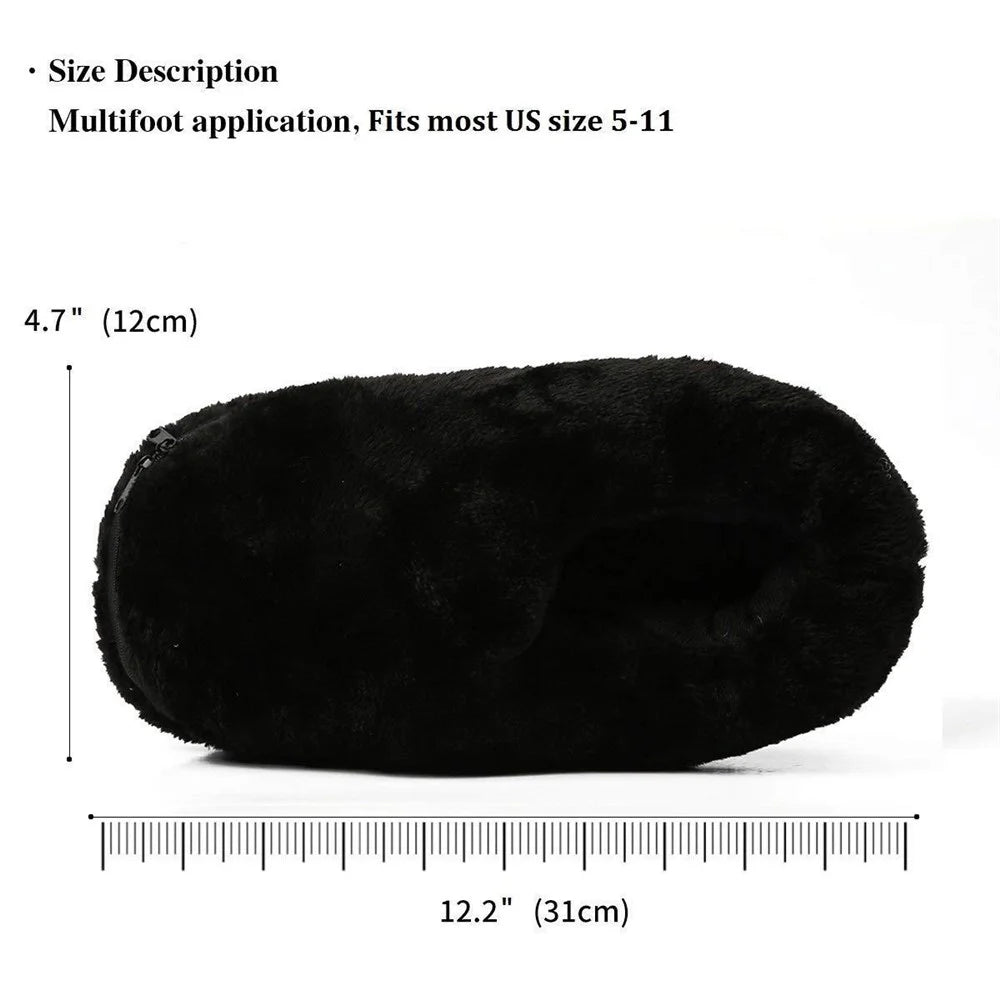 Size 36-46 USB Electric Heated Slippers Winter Thicken Feet Warmer Plush Shoes Foot Heater - Black - 4