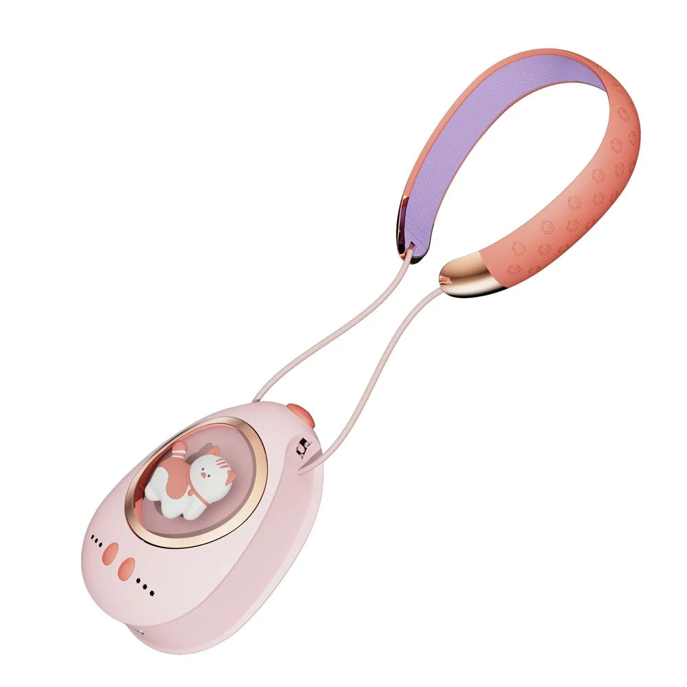 N1 2-in-1 5000mAh Fast Heating Cartoon Cat Hand Warmer Hot Compress Neckband - Pink - 2