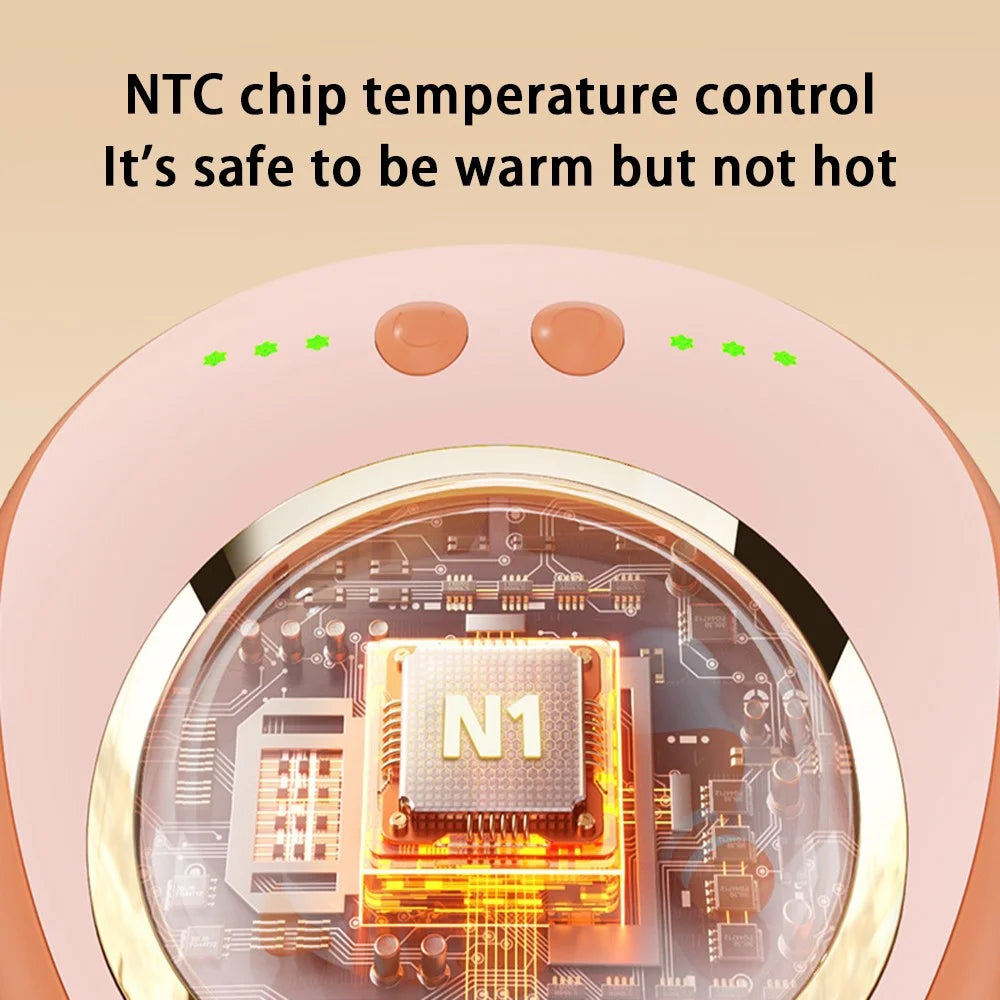 N1 2-in-1 5000mAh Fast Heating Cartoon Cat Hand Warmer Hot Compress Neckband - Pink - 6