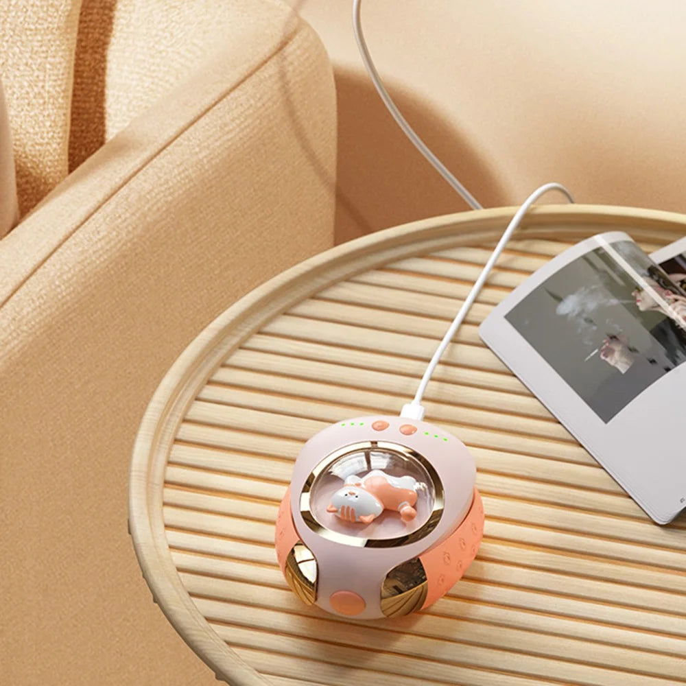 N1 2-in-1 5000mAh Fast Heating Cartoon Cat Hand Warmer Hot Compress Neckband - Pink - 7