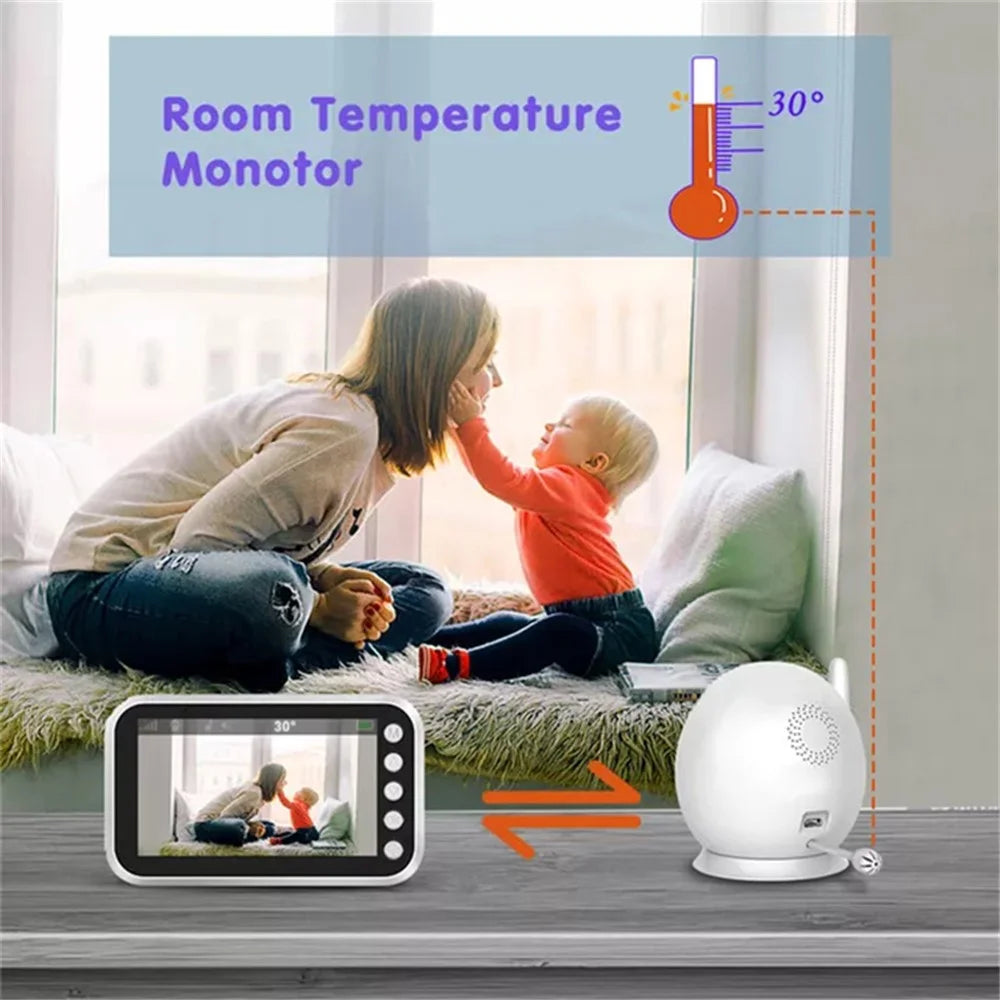 ABM100 4.3 inch LCD Baby Monitor Temperature Monitoring Lullabies 2 Way Voice Talk Baby Security IR Night Vision Video Camera - US Plug - 4