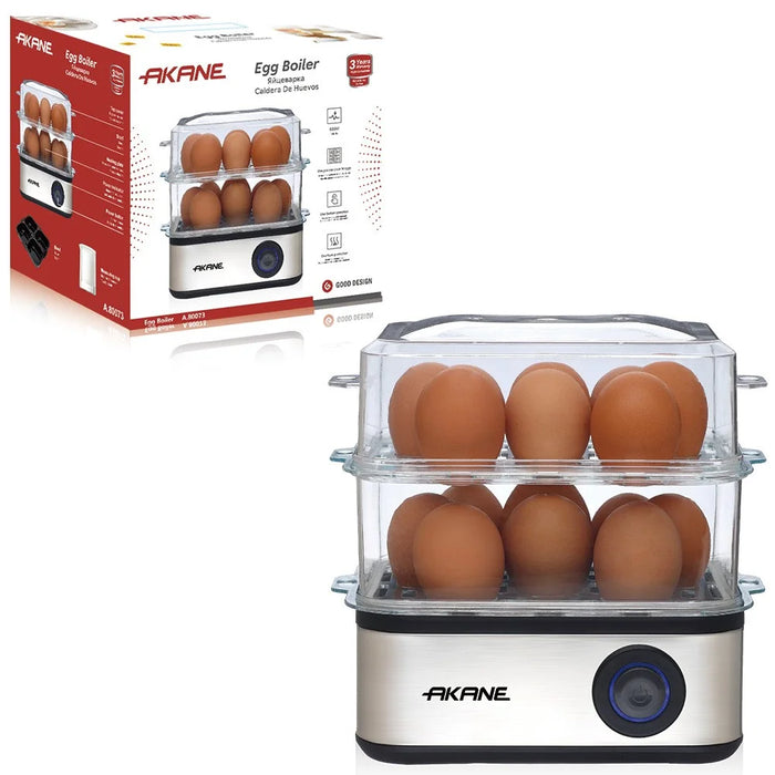 AKANE A.80073 Electric Egg Cooker Powerful 500W Heating 16 Eggs Dual Layer Steamer, EU Plug (BPA Free, No FDA) - 1